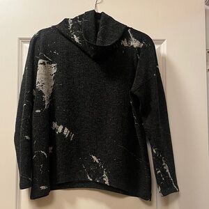 Clara Sun Woo Black and White Cowl Neck Sweater